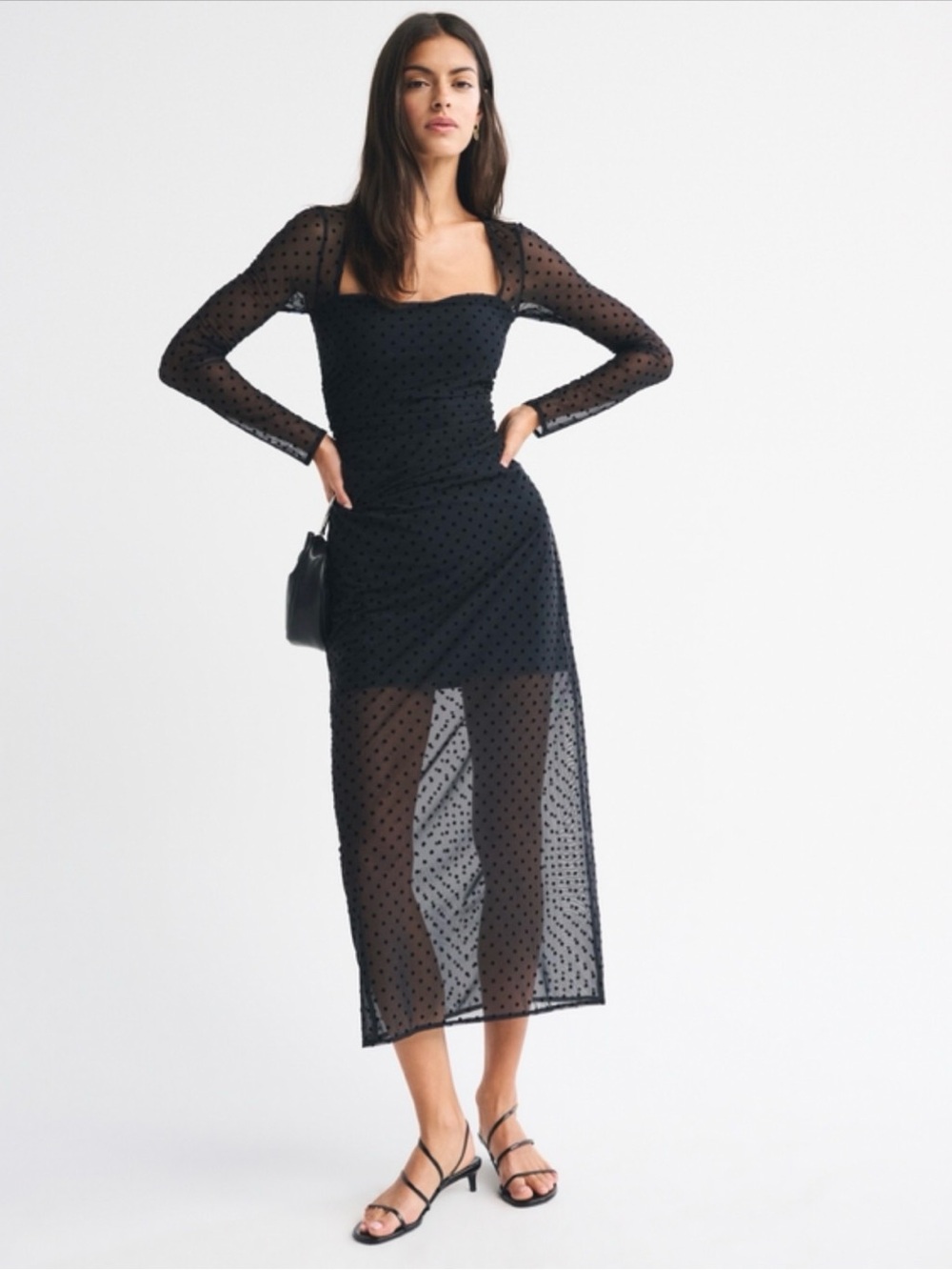 Abercrombie and Fitch - Bra-Free Long-Sleeve Mesh Maxi Dress - Size XS